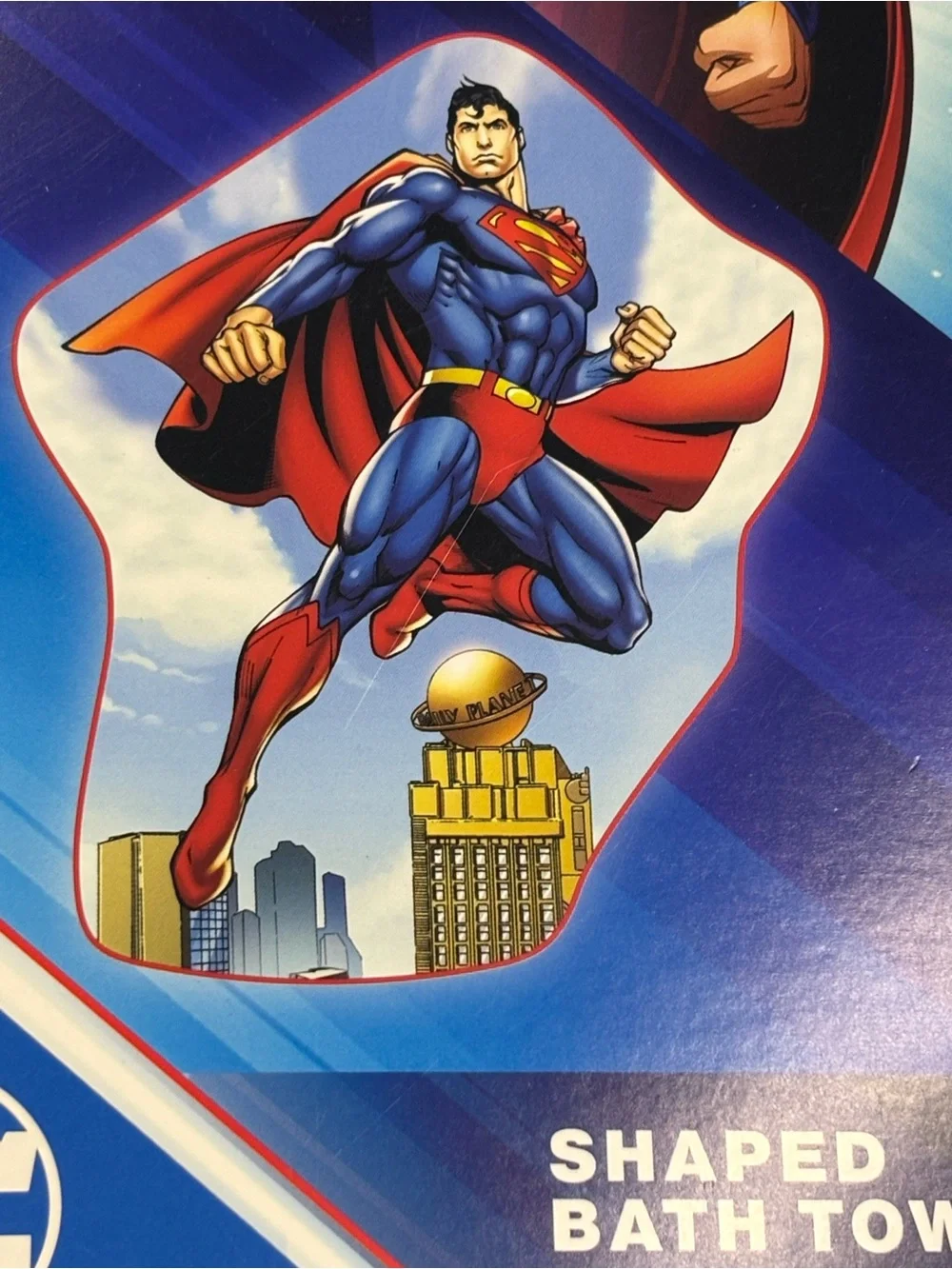 DC Superman Shaped BathTowel in Blue, Red, Yellow 40in W x 50in L New